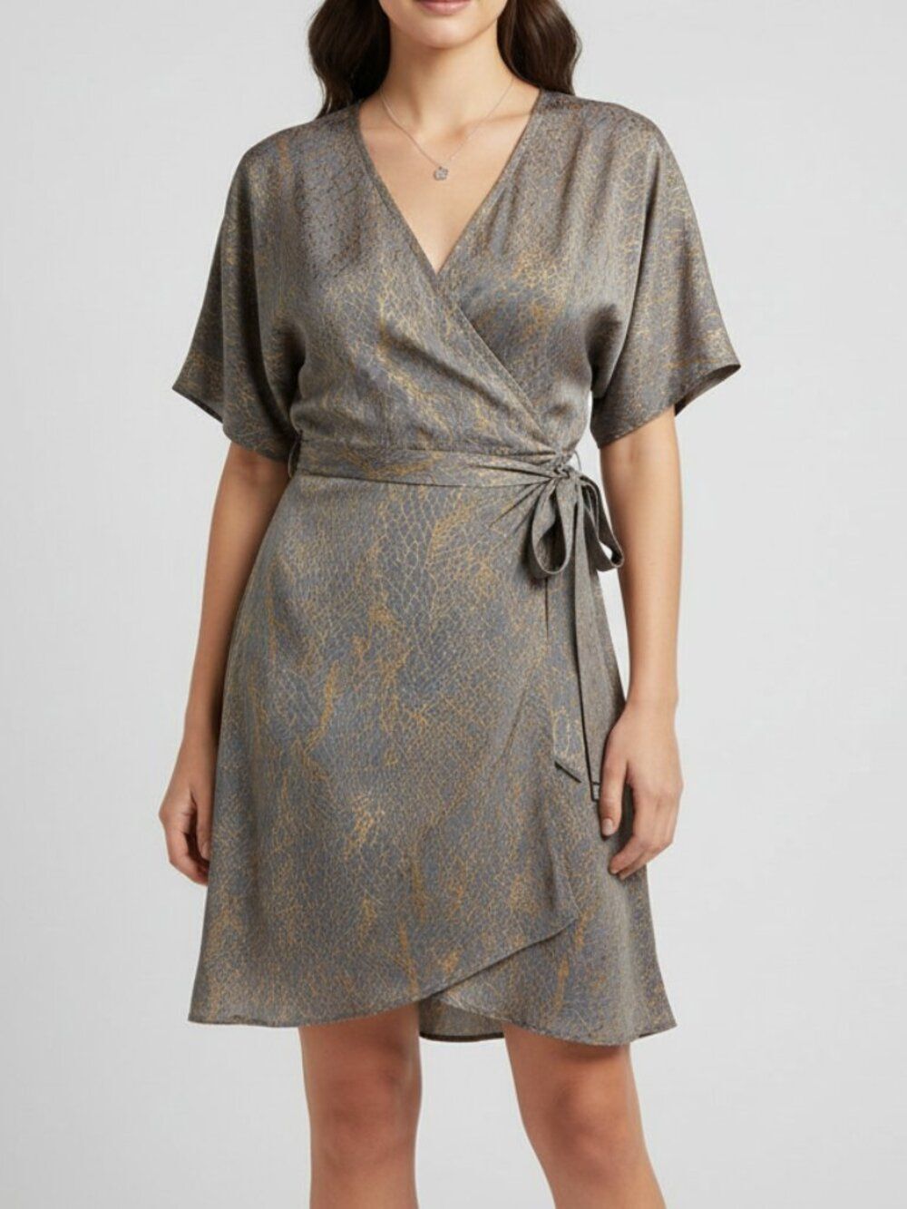 BABATON Aritzia Wallace Snakeskin Mini Wrap Dress Size M